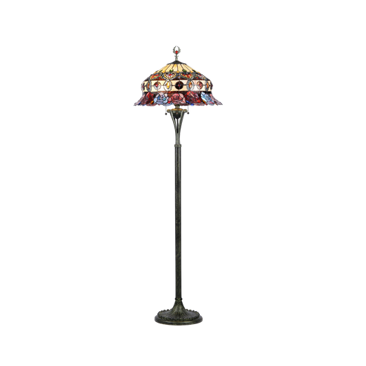 63-inch Tiffany Glass Floor Lamp Roses by Chloe Lighting