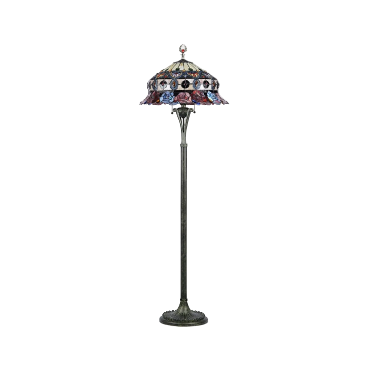 Unit view. Tiffany Glass Floor Lamp Roses by Chloe Lighting