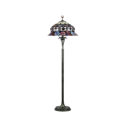 Unit view. Tiffany Glass Floor Lamp Roses by Chloe Lighting