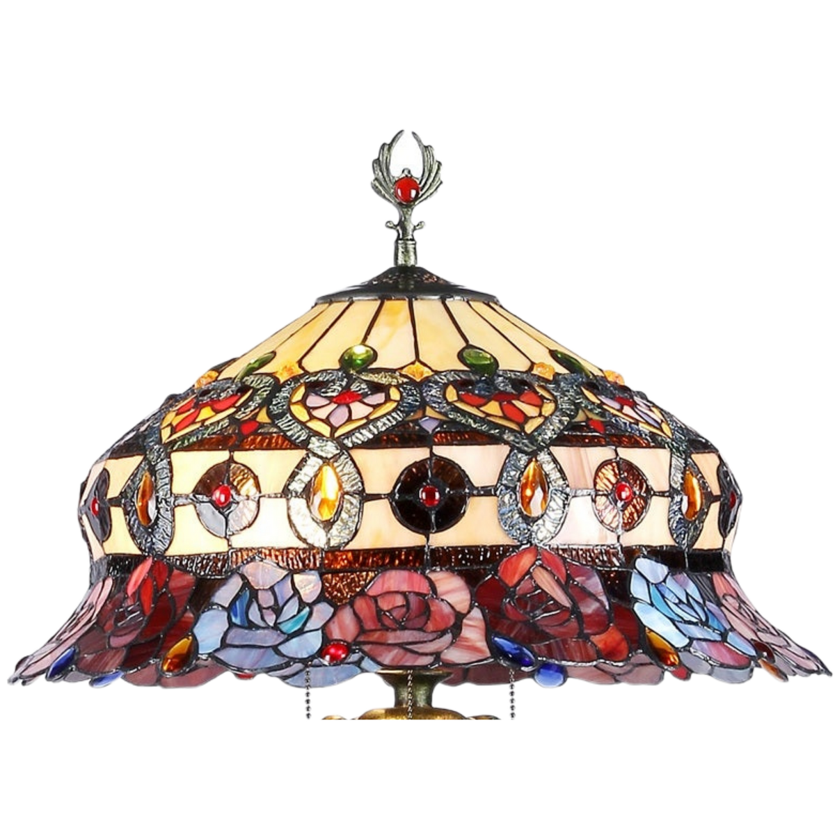 Close-up view of lamp shade. Tiffany Glass Floor Lamp Roses by Chloe Lighting