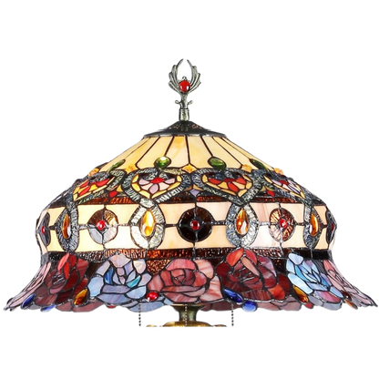 Close-up view of lamp shade. Tiffany Glass Floor Lamp Roses by Chloe Lighting