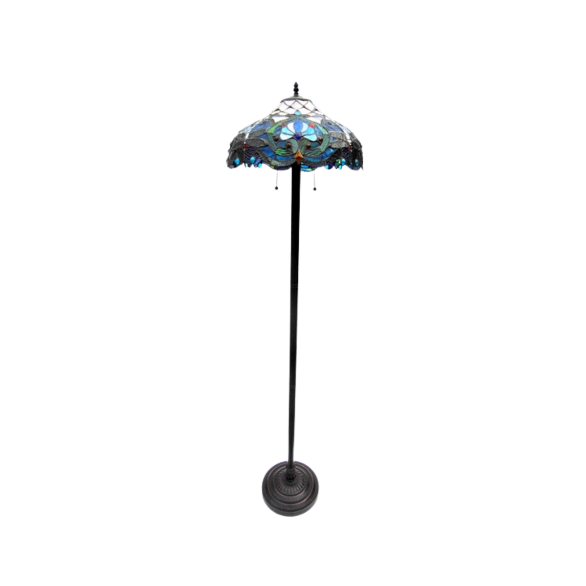 Unlit view. 62-inch Tiffany Glass Floor Lamp Lydia Victorian by Chloe Lighting