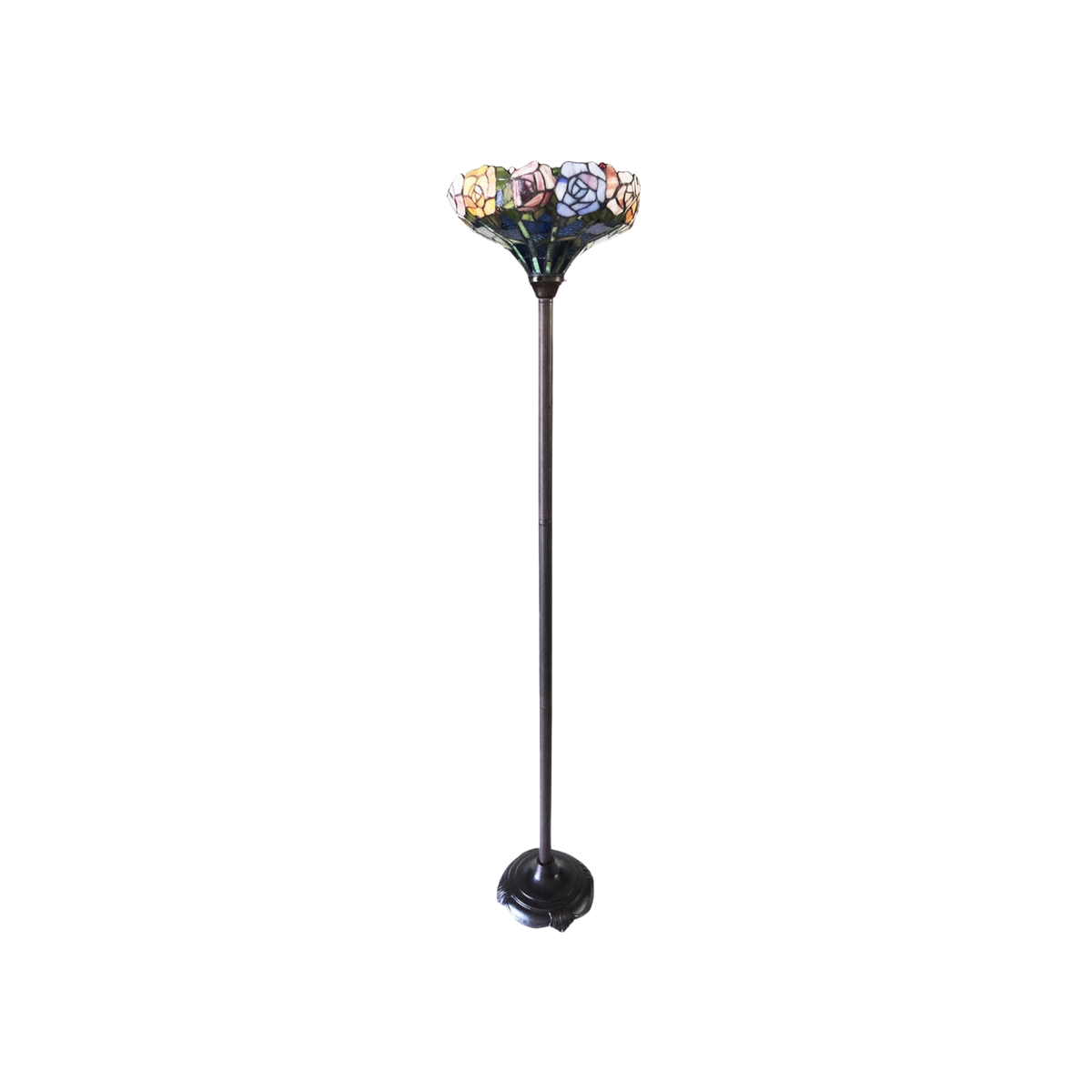 Unlit view. 67-inch Tiffany Style Floor Lamp Azalea Floral Torchiere by Chloe Lighting