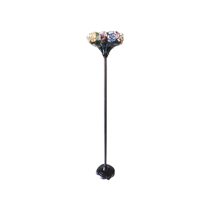 Unlit view. 67-inch Tiffany Style Floor Lamp Azalea Floral Torchiere by Chloe Lighting