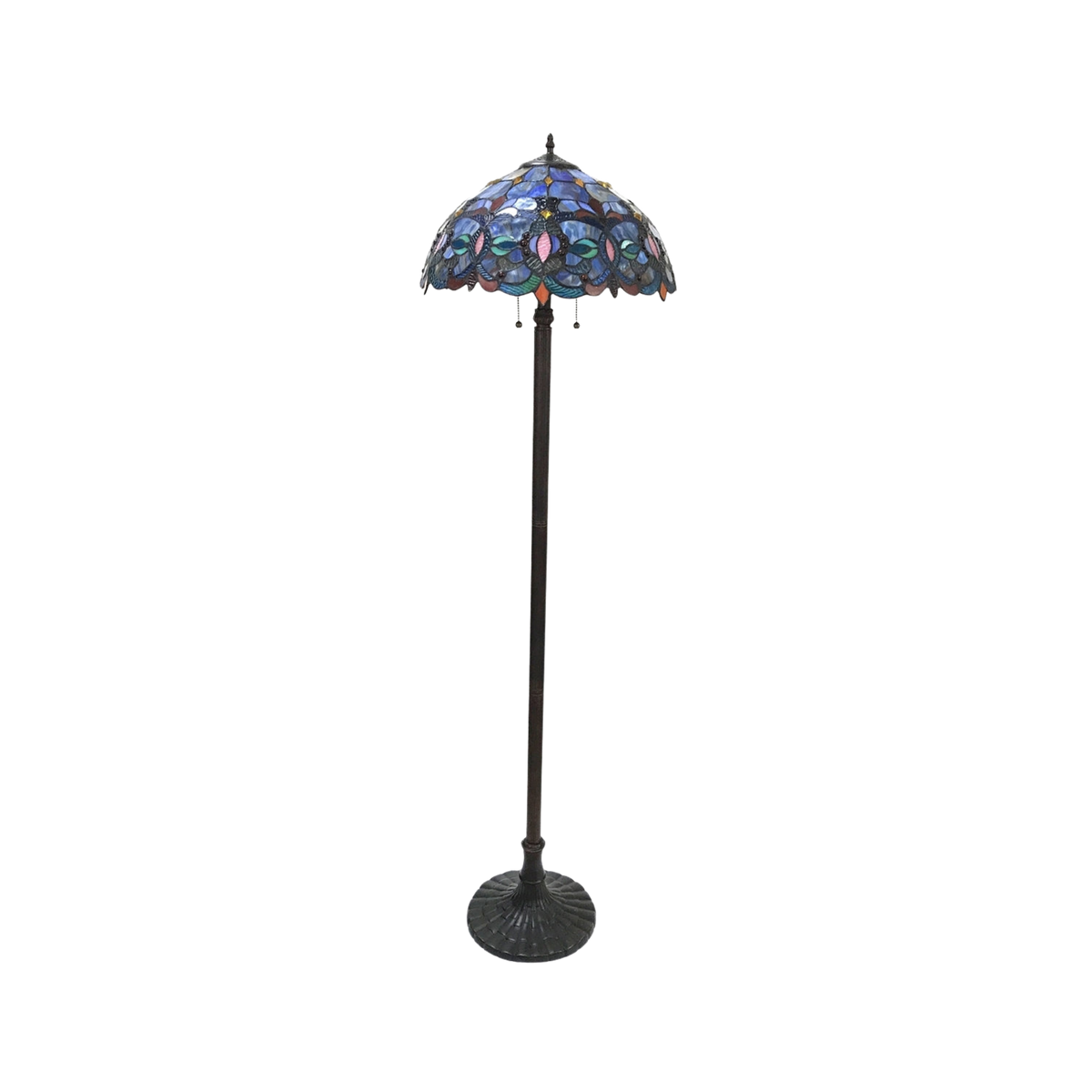 Unlit view. 62-inch Tiffany Stained Glass Floor Lamp Priscilla Victorian by Chloe Lighting