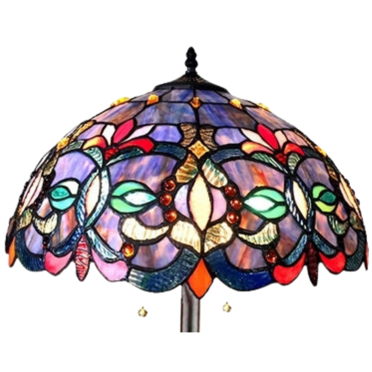 Close-up view of shade. Tiffany Stained Glass Floor Lamp Priscilla Victorian by Chloe Lighting