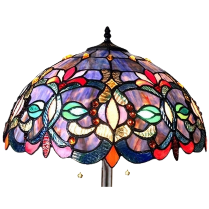 Close-up view of shade. Tiffany Stained Glass Floor Lamp Priscilla Victorian by Chloe Lighting