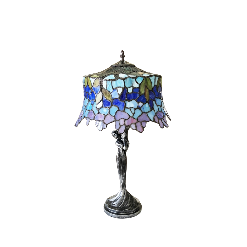 Unlit view. Tiffany Like Table Lamp Sophia Wisteria by Chloe Lighting