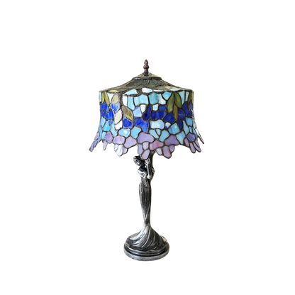 Unlit view. Tiffany Like Table Lamp Sophia Wisteria by Chloe Lighting
