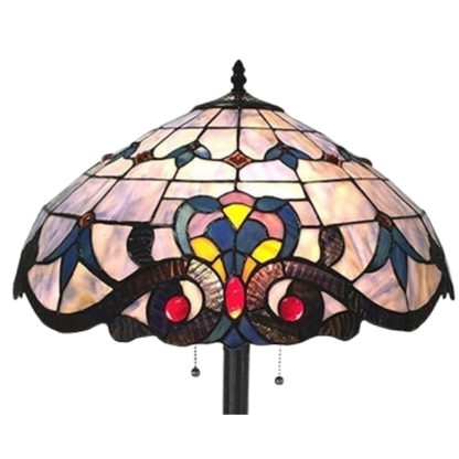 Closeup view of shade. 62-inch Tiffany Stained Glass Floor Lamp Bavarian Victorian by Chloe. 