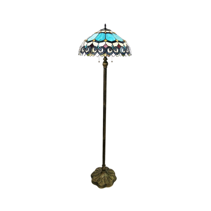 Unlit view. 62-inch Tiffany Glass Floor Lamp Aubrey Victorian by Chloe Lighting