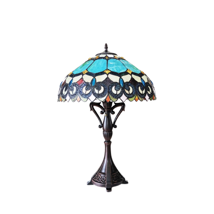Unlit view. Tabletop Tiffany Lamp Aubrey Victorian by Chloe Lighting