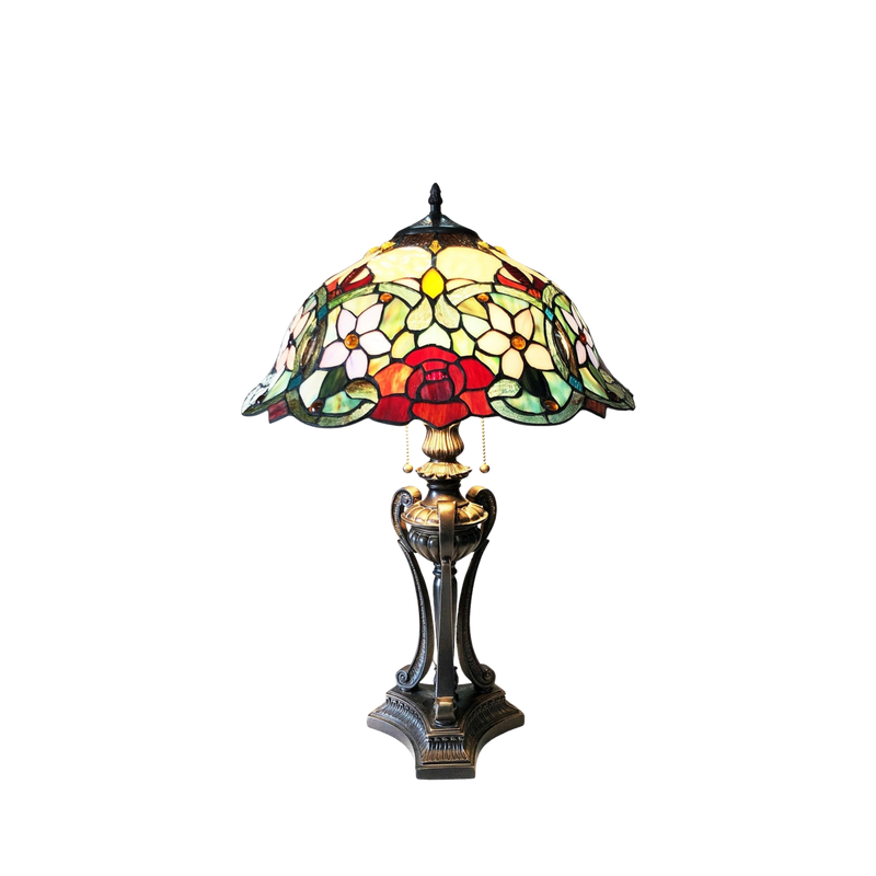 26-inch Vintage Tiffany Table Lamp Piper Roses by Chloe Lighting
