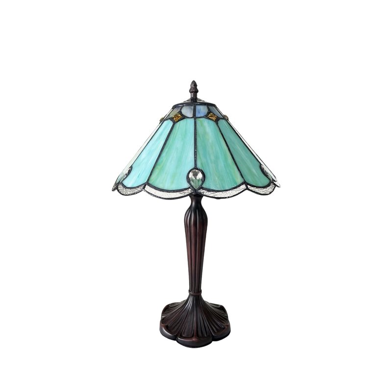 Unlit view. Vintage Tiffany Table Lamp Remy Victorian by Chloe Lighting