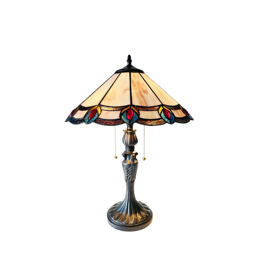 24-inch Tiffany Style Table Lamp Ryce Peacock by Chloe Lighting