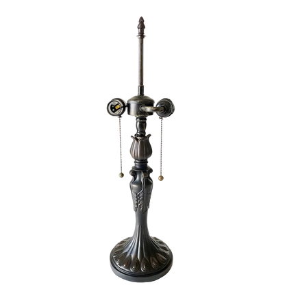 View of lamp base and hardware without shade. Tiffany Style Table Lamp Ryce Peacock by Chloe Lighting