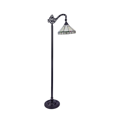 Unlit view. 62-inch Tiffany Stained Glass Floor Lamp Belle Mission Reading by Chloe Lighting
