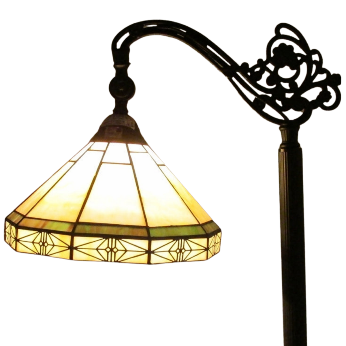 Closeup 62-inch Tiffany Stained Glass Floor Lamp Belle Mission Reading by Chloe Lighting. 