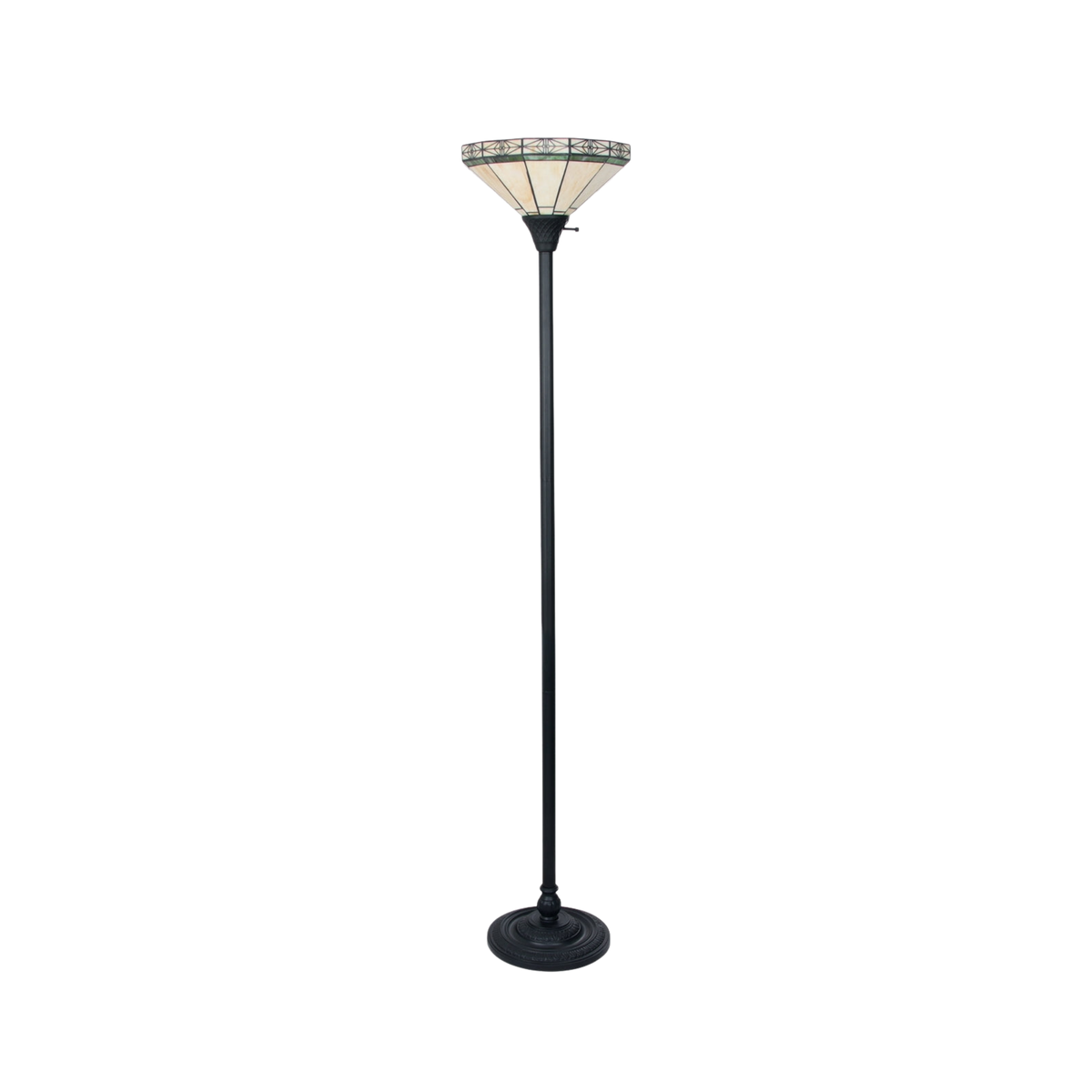 Unlit view. 69-inch Tiffany Style Floor Lamp Belle Mission Torchiere by Chloe Lighting