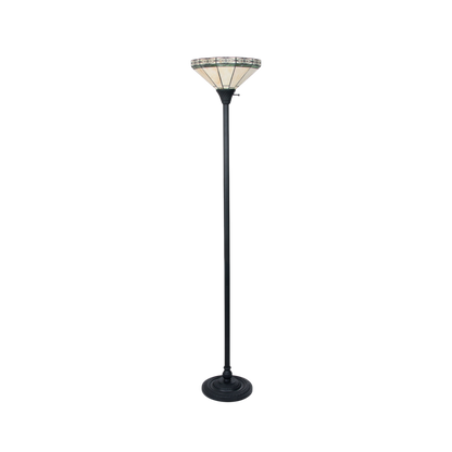 Unlit view. 69-inch Tiffany Style Floor Lamp Belle Mission Torchiere by Chloe Lighting