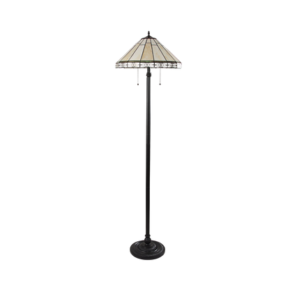 Unlit view. 66-inch Tiffany Stained Glass Floor Lamp Belle Mission by Chloe Lighting
