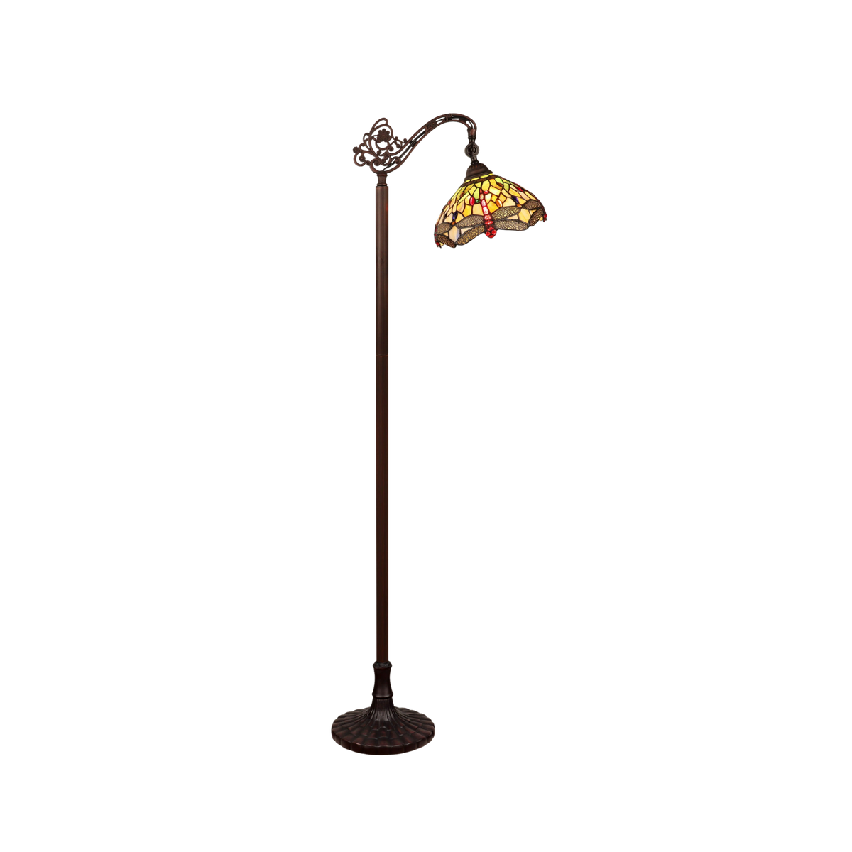 63-inch Tiffany Stained Glass Floor Lamp Anisoptera Purity Dragonfly Reading by Chloe Lighting