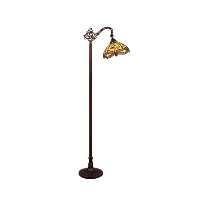 63-inch Tiffany Stained Glass Floor Lamp Anisoptera Purity Dragonfly Reading by Chloe Lighting