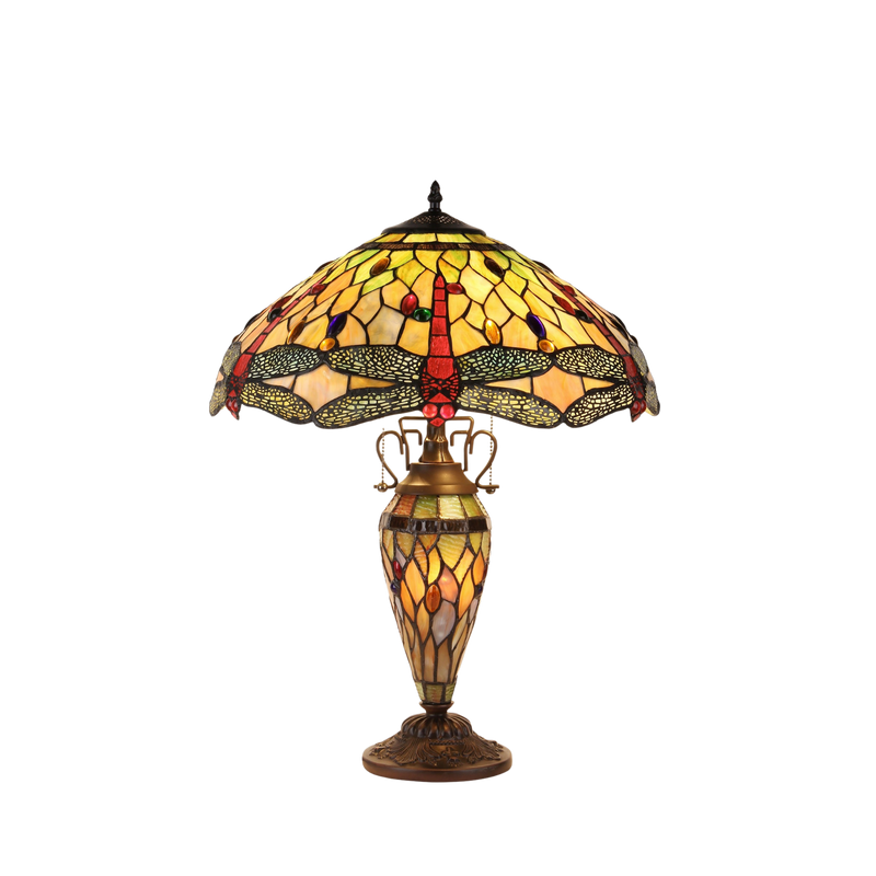 24-inch Tiffany Stained Glass Table Lamp Anisoptera Purity Dragonfly by Chloe Lighting