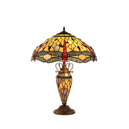 24-inch Tiffany Stained Glass Table Lamp Anisoptera Purity Dragonfly by Chloe Lighting