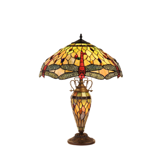 24-inch Tiffany Stained Glass Table Lamp Anisoptera Purity Dragonfly by Chloe Lighting