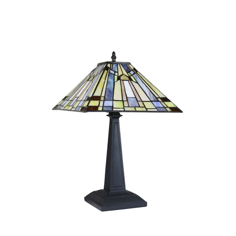 Unlit view. Tabletop Tiffany Lamp Kinsey Mission by Chloe Lighting