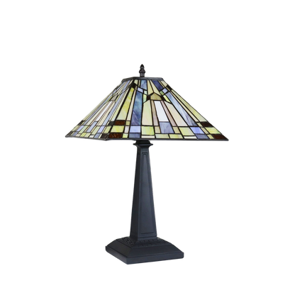 Unlit view. Tabletop Tiffany Lamp Kinsey Mission by Chloe Lighting