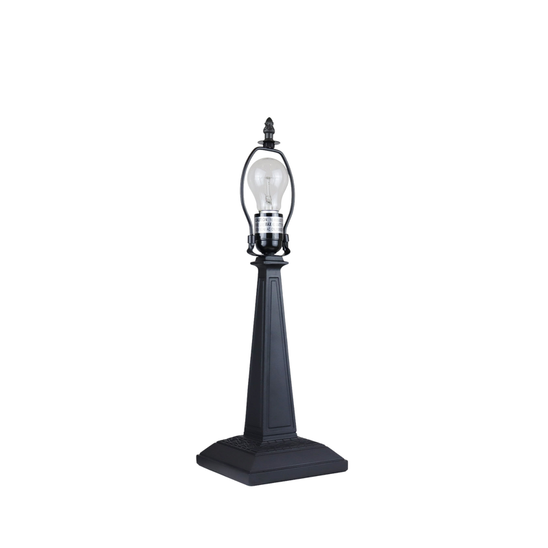 View of lamp base and hardware without shade. Tabletop Tiffany Lamp Kinsey Mission by Chloe Lighting