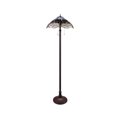 Unlit view. 65-inch Tiffany Type Floor Lamp Dragan Dragonfly by Chloe Lighting