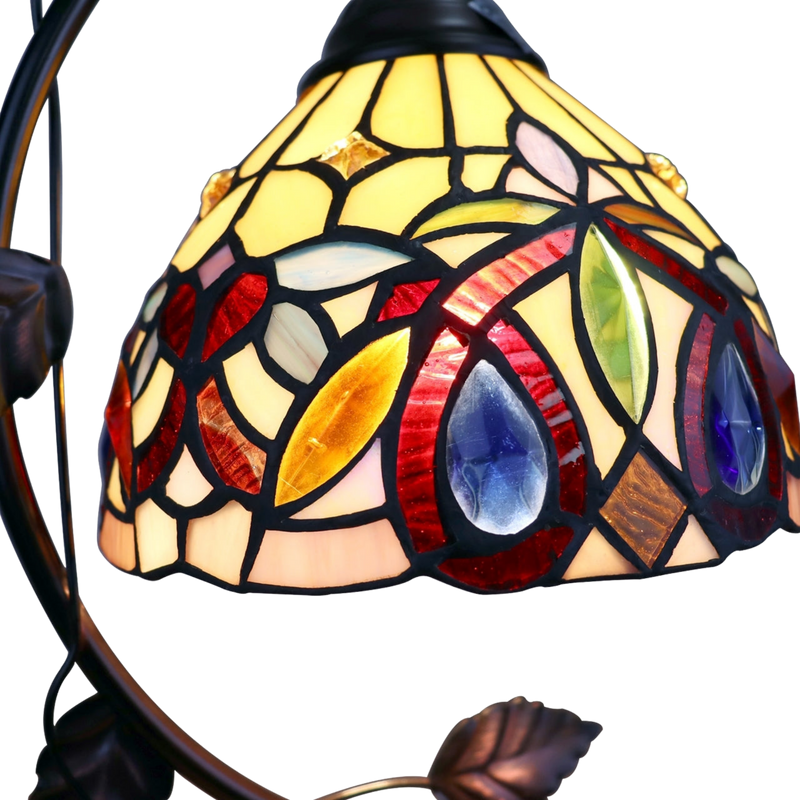 Close-up view of stained glass shade. Tiffany Like Table Lamp Serenity Victorian by Chloe Lighting