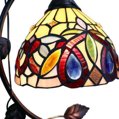 Close-up view of stained glass shade. Tiffany Like Table Lamp Serenity Victorian by Chloe Lighting