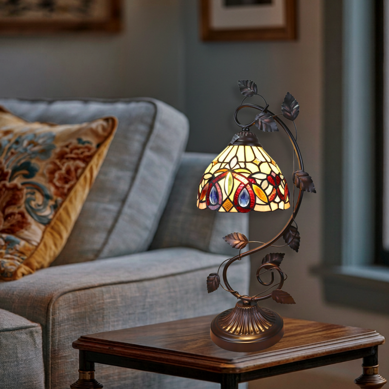 22-inch Tiffany Like Table Lamp Serenity Victorian by Chloe Lighting in living room setting