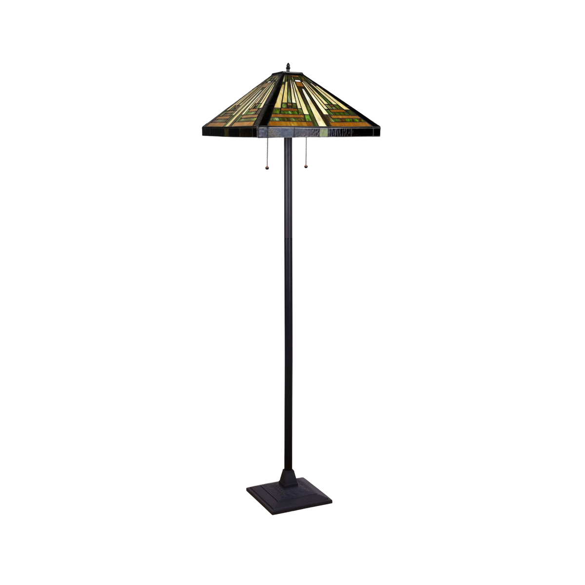 Unlit view. 65-inch Tiffany Type Floor Lamp Innes Mission by Chloe Lighting