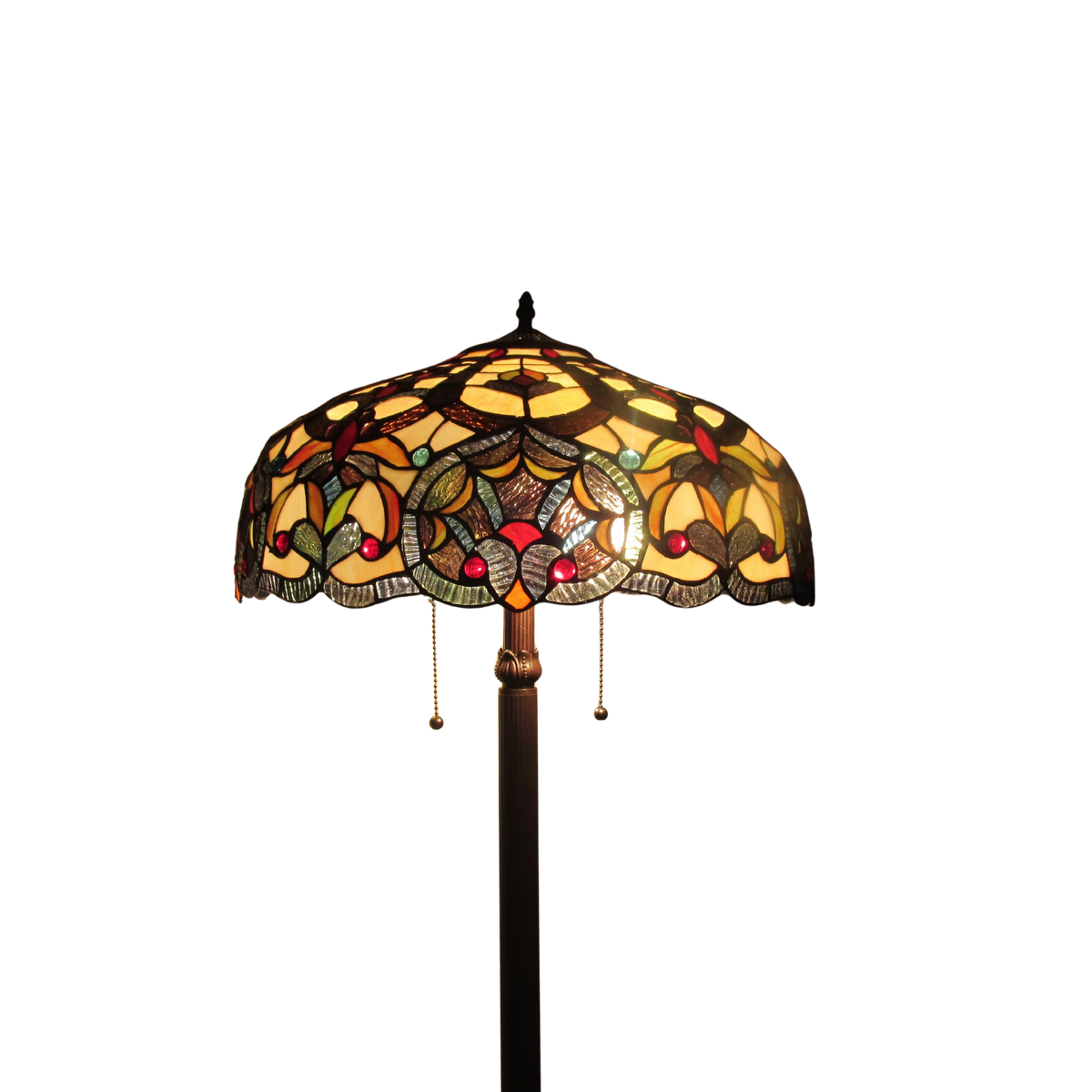 Close-up view of shade. Tiffany Stained Glass Floor Lamp Sadie Victorian by Chloe Lighting