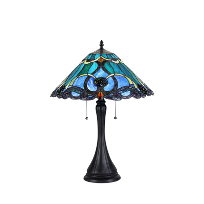 Unlit view. Tiffany Style Table Lamp Keegan Victorian by Chloe Lighting