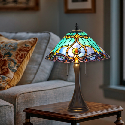 21-inch Tiffany Style Table Lamp Keegan Victorian by Chloe Lighting in living room setting