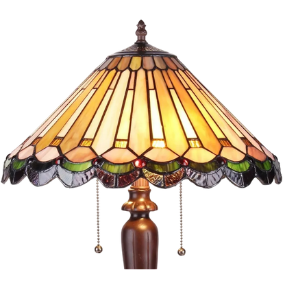 Close-up view of stained glass shade. Tiffany Style Table Lamp Inez Geometric by Chloe Lighting