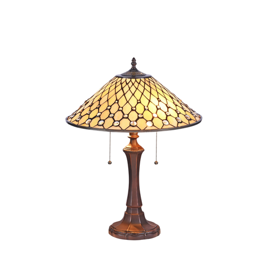 22-inch Tiffany Stained Glass Table Lamp Fanny Geometric by Chloe Lighting