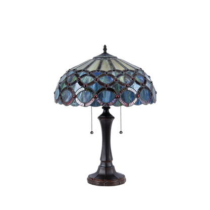 Unlit view. Tiffany Like Table Lamp Prisma Geometric by Chloe Lighting