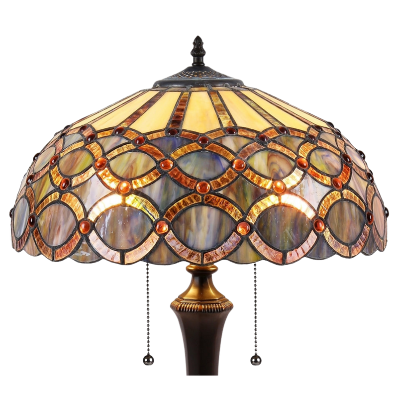 Close-up view of stained glass shade. Tiffany Like Table Lamp Prisma Geometric by Chloe Lighting