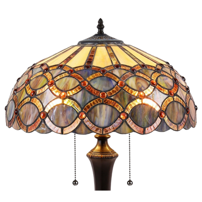 Close-up view of stained glass shade. Tiffany Like Table Lamp Prisma Geometric by Chloe Lighting