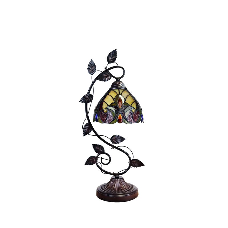 Unlit view. Tiffany Style Table Lamp Adia Victorian by Chloe Lighting