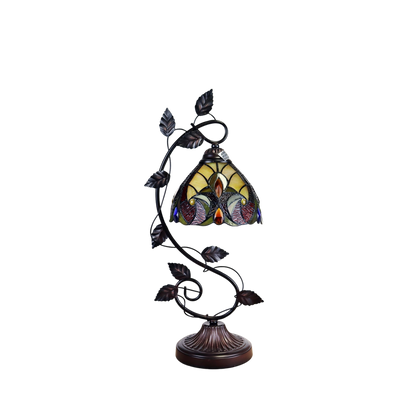 Unlit view. Tiffany Style Table Lamp Adia Victorian by Chloe Lighting