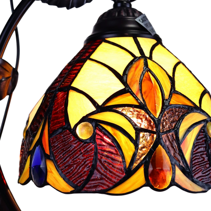 Close-up view of stained glass shade. Tiffany Style Table Lamp Adia Victorian by Chloe Lighting