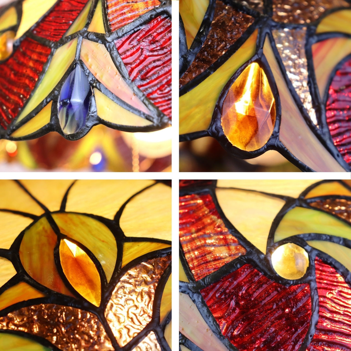 Closeup views of shade. Tiffany Style Floor Lamp Adia Victorian by Chloe Lighting